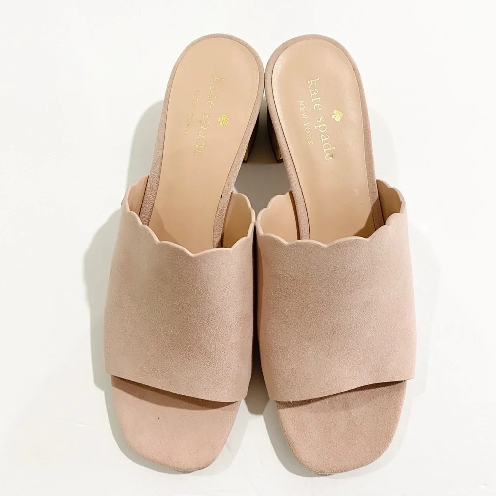 Kate Spade blush pink suede mules